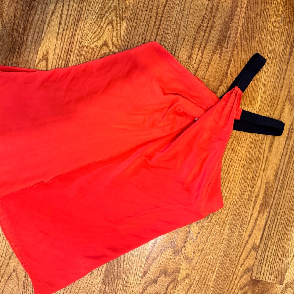 Ramy Brook Vibrant Red Criss Cross Top with Black straps Size Small